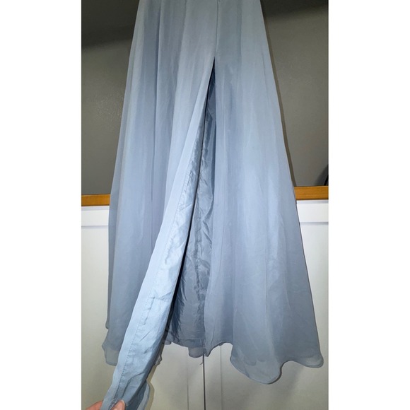 Azazie Claudine Dusty Blue V-Neck Flutter Sleeve Chiffon Bridesmaid Dress A8 - Picture 4 of 9